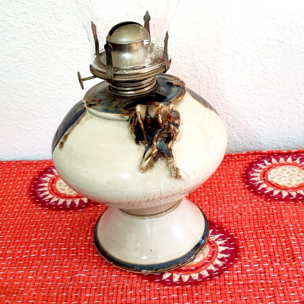 Vintage Studio Pottery Large Hurricane Lamp Beautiful Handmade glazed pottery - Picture 2 of 12